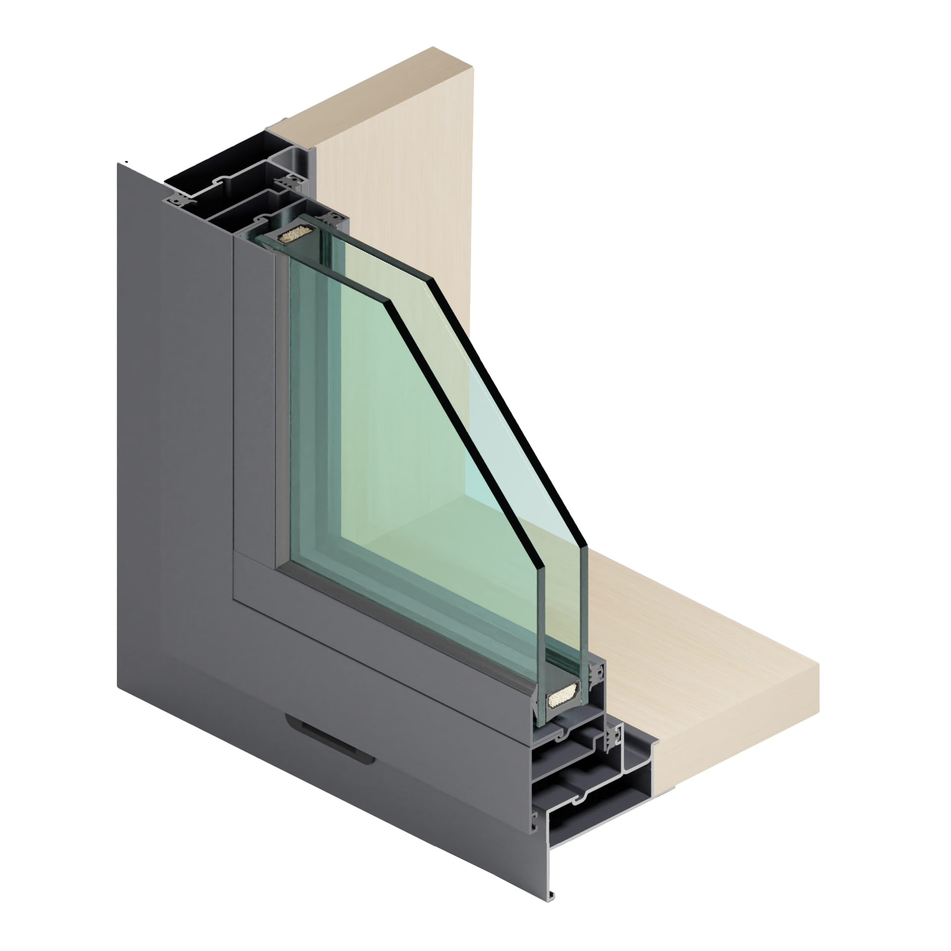 NT36 - Hollow Frame AW DG with Timber Liner at Sill and Jamb